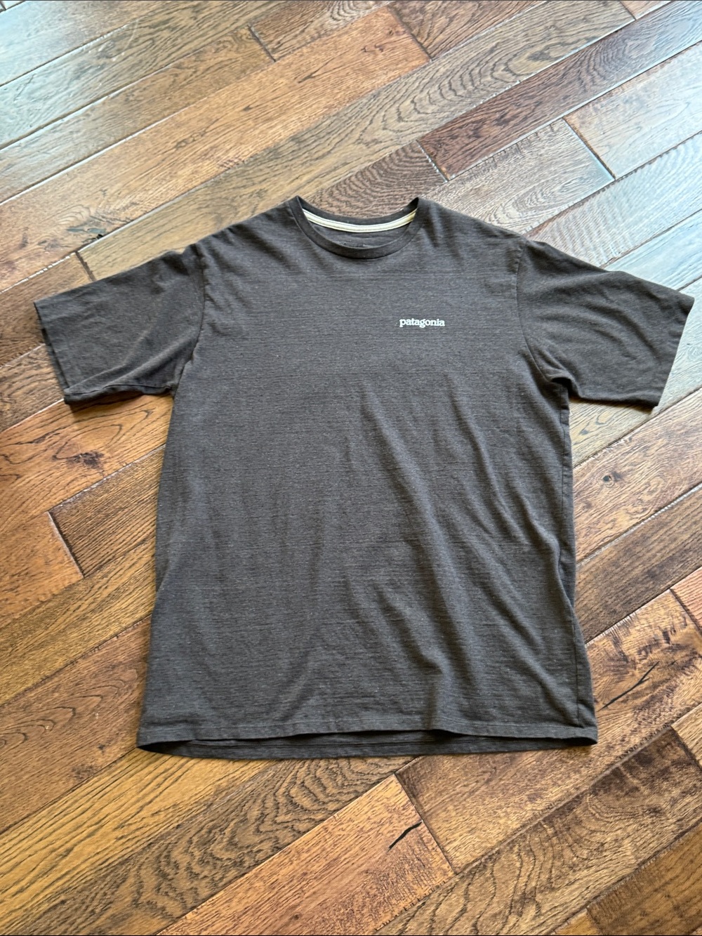 Patagonia Short Sleeve Crew Tee in Dark Brown Heather